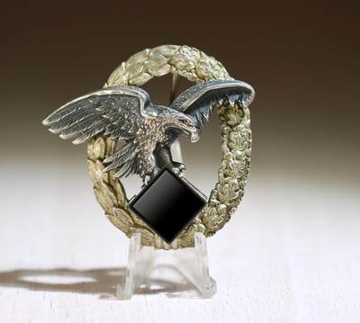 大猫徽章拍卖 第284期 - 德三空军观察员证章，容克厂J2型，带收藏家复刻盒，背面有标