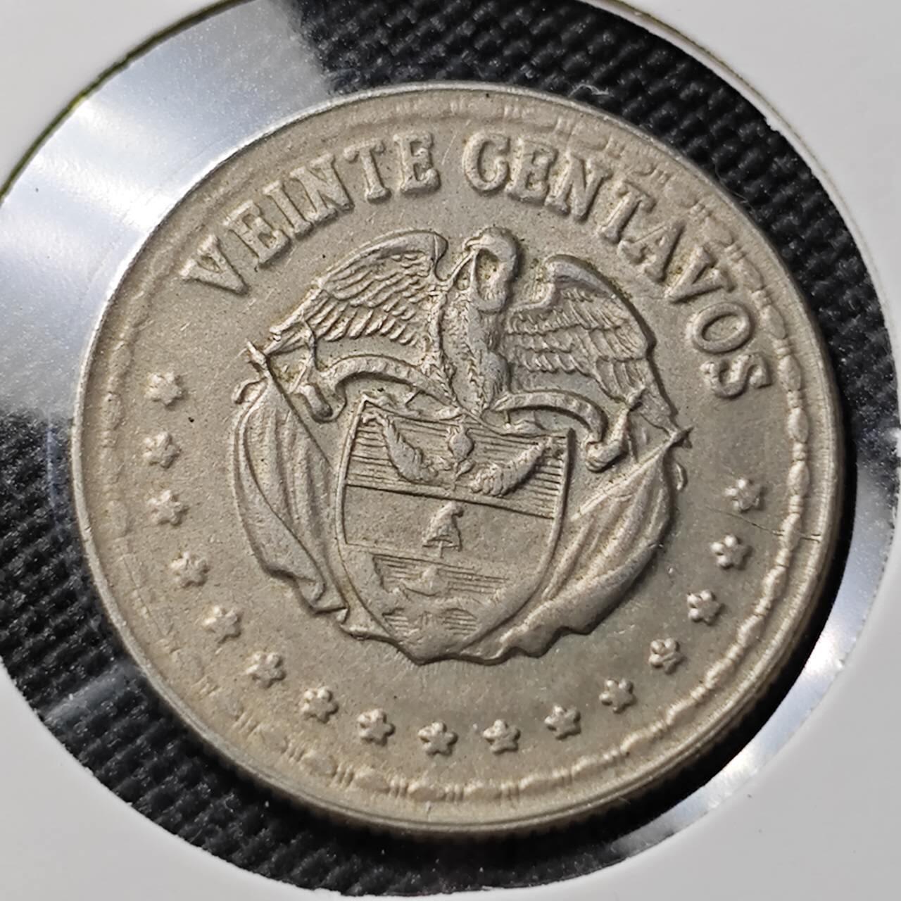 KK钱币收藏小铺 第378期  2月预留时间 周末发货  1956哥伦比亚20分 首年