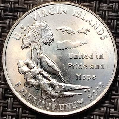 布加迪🐬～世界钱币(上海)🌾第 264 期 /  各国套币和散币 - 美国🇺🇸 2009年 25分 六个特区～美属维尔琴群岛