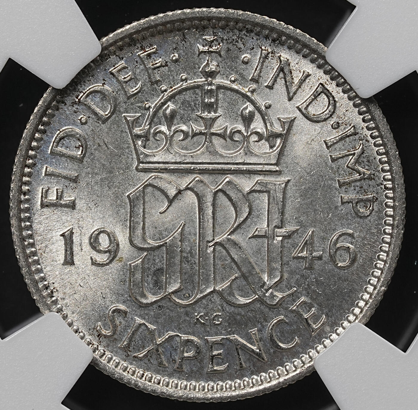 修遠堂世界钱币第九十七期 NGC MS65 1946年英国6便士银币