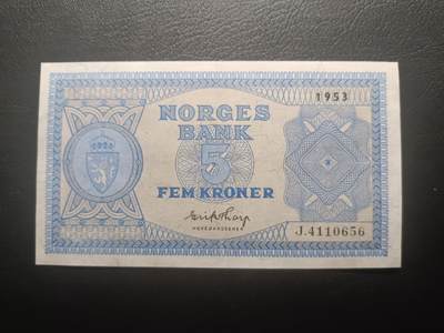 2025十二月第三期，总208期 - 挪威1953年5克朗AUNC，早期品种少见