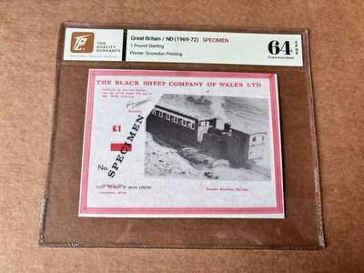 【Blue Auction】世界纸币精拍第761期——18级TOP拍卖/信誉/品质/专业/高效💫 - 【样钞】英国 威尔士黑绵羊公司 1969-72年1镑 TQG64EPQ 