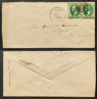 洪涛臻品批发群 精选邮票限时拍卖第1198期  - 美国古典实寄封 贴2枚古典邮票 难得一见
