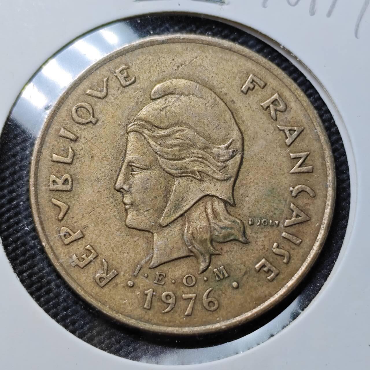 KK钱币收藏小铺 第378期  2月预留时间 周末发货  1976法属新喀里多尼亚100法郎