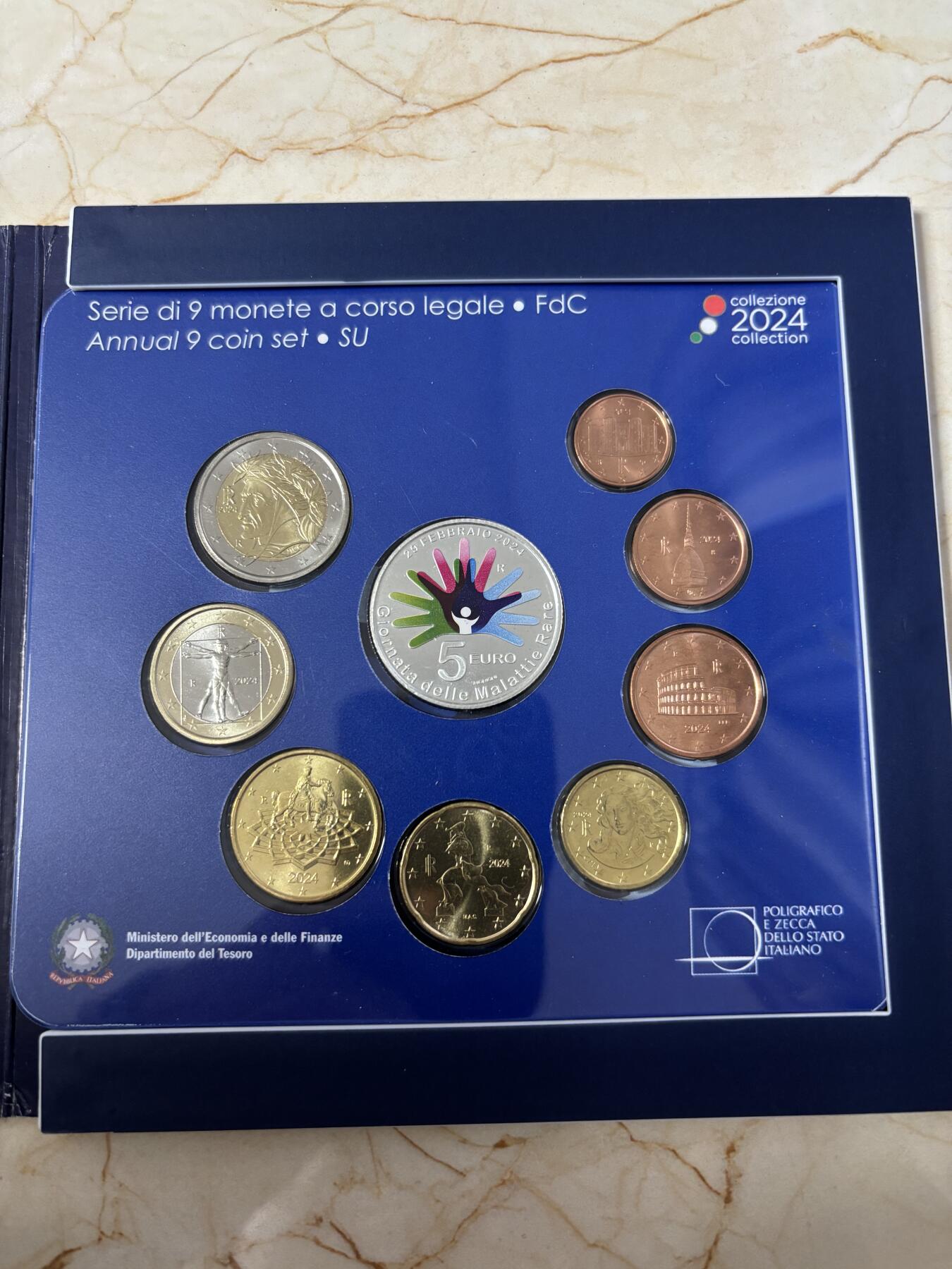 第185期拍卖 意大利2024年罕见病联合基金会25周年套币含银币，925银，18克