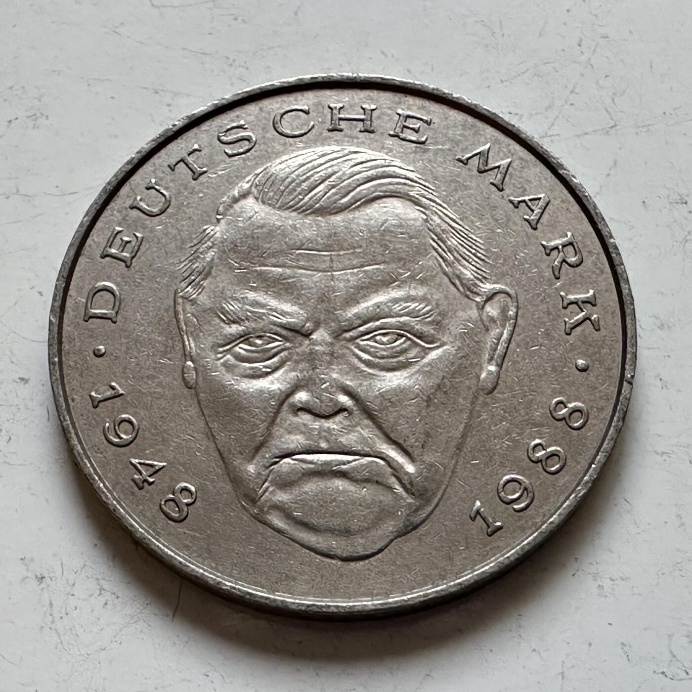 🌹外币初藏🌹🐯2025年第140场  每周二四六晚8️⃣点 接代拍 德国1989年J版 2马克 德国前总理艾哈德