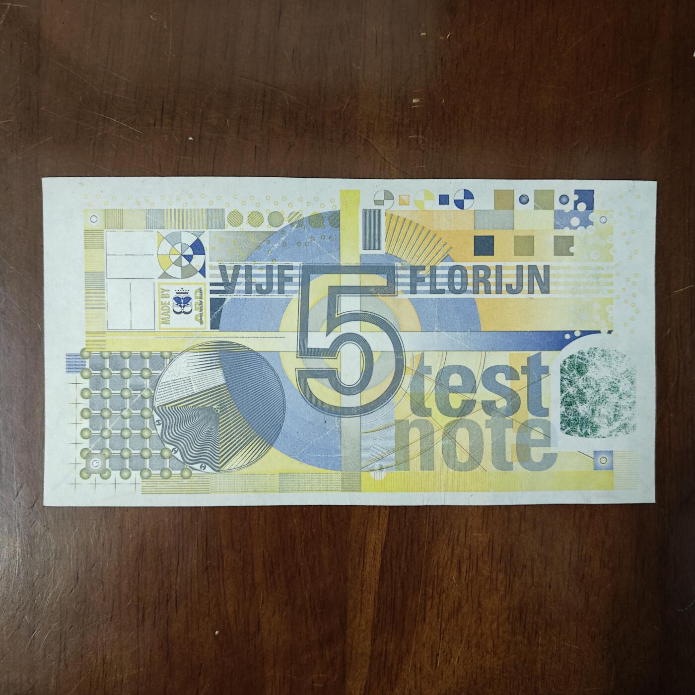 荷兰JEZ1992年测试钞 凹印抽象版 外国纸币流通品原图片