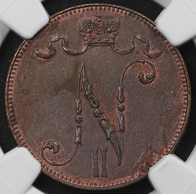 修遠堂世界钱币第九十七期 - NGC MS62BN 1897年芬兰5盆尼铜币 较少见年份