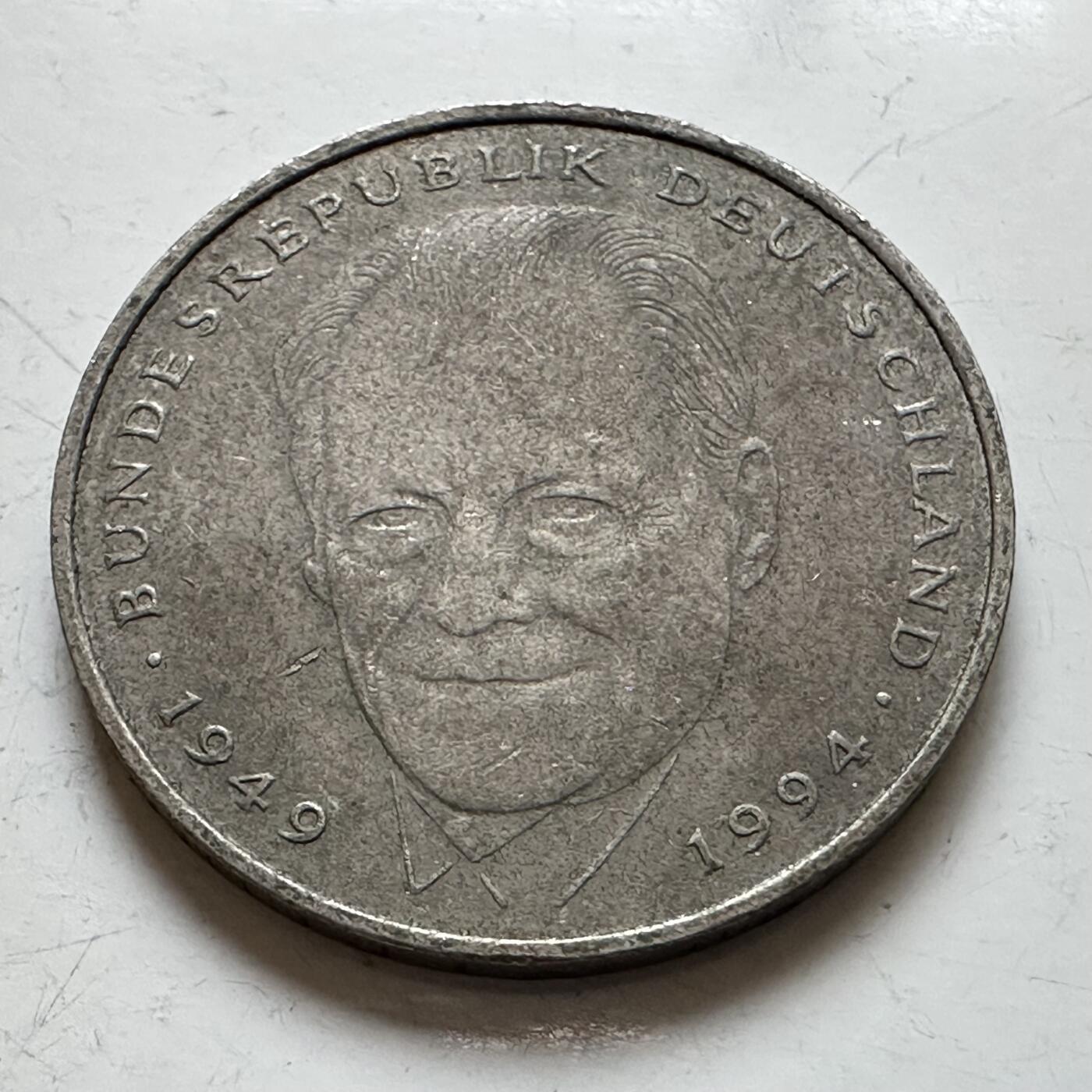 🌹外币初藏🌹🐯2025年第140场  每周二四六晚8️⃣点 接代拍 德国1994年F版 2马克 德国前总理勃兰特 华沙一跪获诺贝尔和平奖