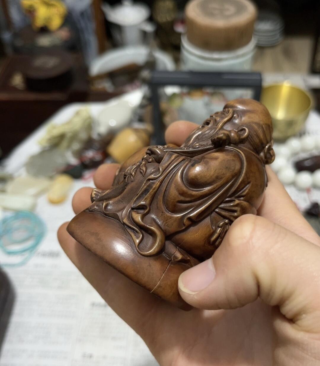 江南站杂项场 黄杨木摆件2个