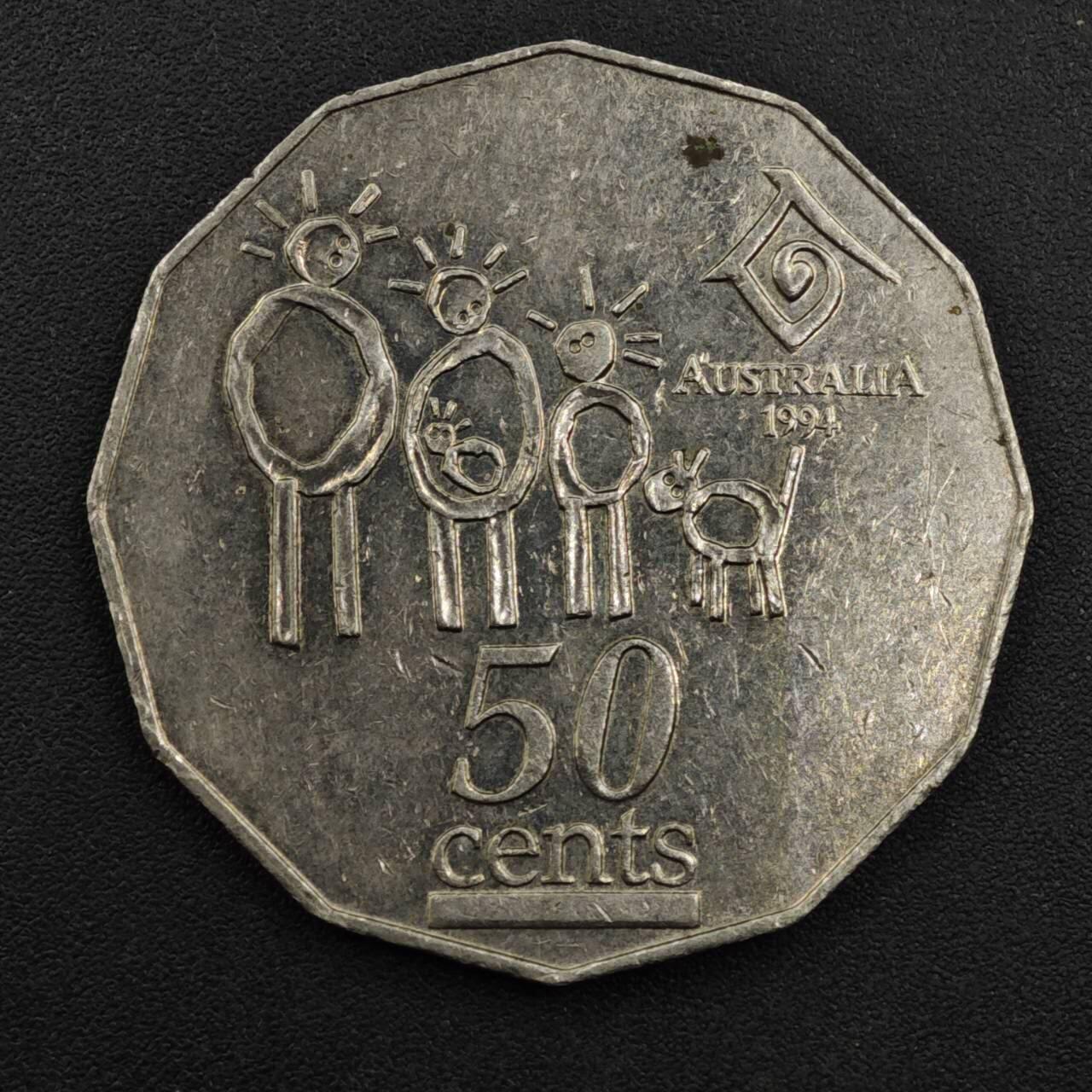 【淘币小摊】实时拍第八百二十五拍   散币场   满百包邮可预留二周 每周一统一发货   澳大利亚1994年50分纪念币