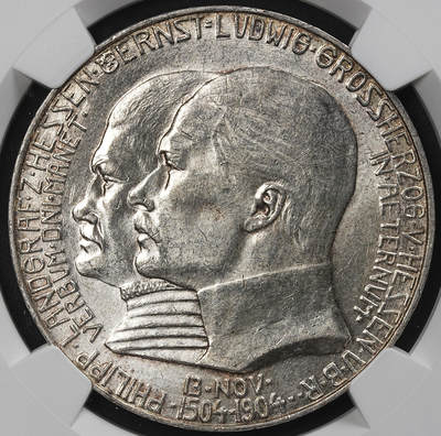 修遠堂世界钱币第九十七期 - NGC MS63 1904年黑森-菲利普一世诞辰400周年5马克大银币 少见品种