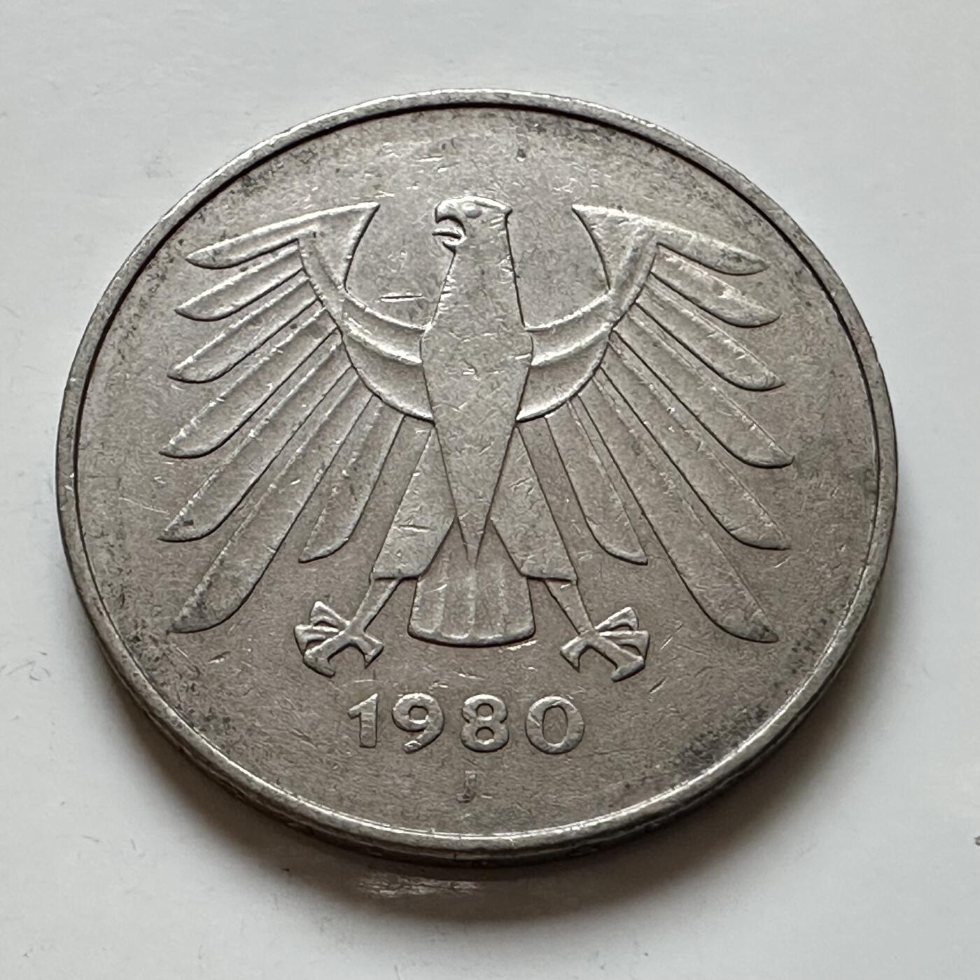 🌹外币初藏🌹🐯2025年第140场  每周二四六晚8️⃣点 接代拍 德国1980年J版5马克