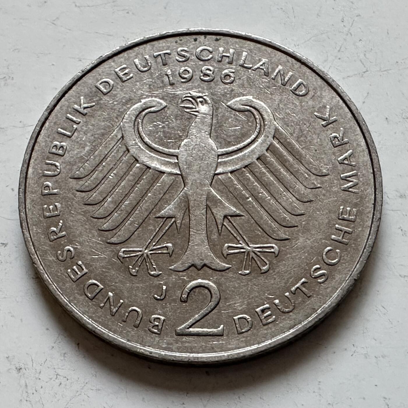 🌹外币初藏🌹🐯2025年第140场  每周二四六晚8️⃣点 接代拍 德国1986年J版 2马克 舒马赫