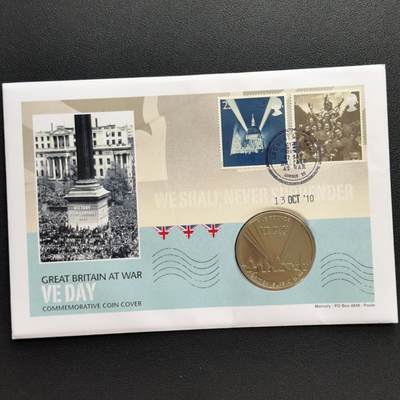 ＜小葵钱铺＞第67期·克朗币·银币场·满200包邮，不寄存·12月15日发货 - 〈邮币封〉泽西岛2010年欧洲胜利日5镑克朗型纪念币