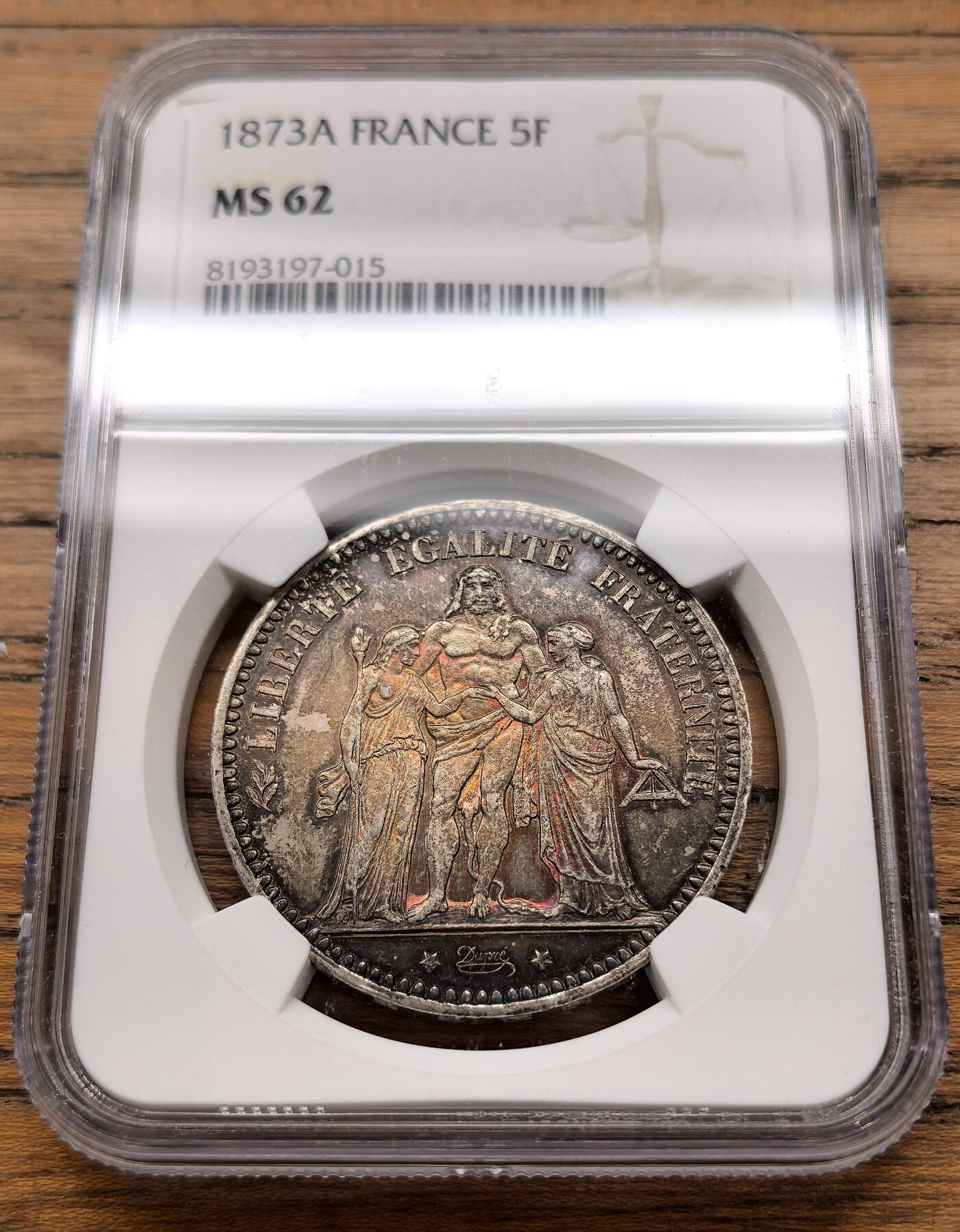 凡希社世界钱币微拍月度大拍（2025/12） 1873A法国大力神5法郎大银NGC-MS62