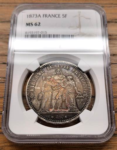 凡希社世界钱币微拍月度大拍（2025/12） - 1873A法国大力神5法郎大银NGC-MS62