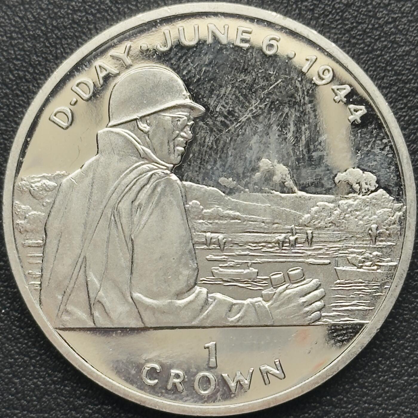 ＜小葵钱铺＞第67期·克朗币·银币场·满200包邮，不寄存·12月15日发货 马恩岛1994年诺曼底登陆50周年·奥马尔将军1克朗纪念币