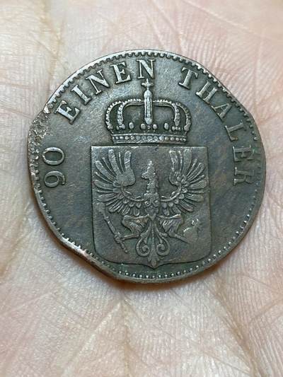 2025年第一百三十六场(总第一百六十二场）外国好品纸夹散币场(免佣金) - 普鲁士王国1865年4芬妮(威廉一世时期，A标柏林造)