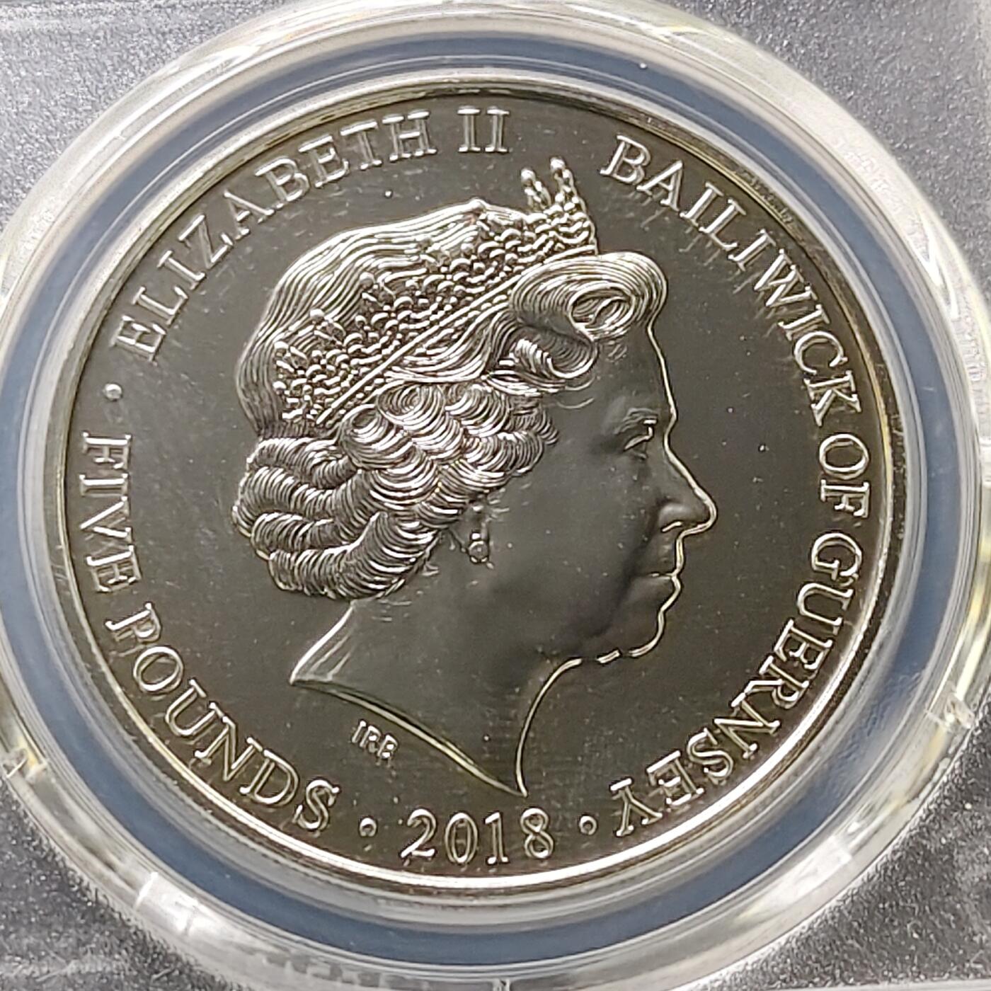 【全场包邮】纯粹捡漏拍487场（免费代拍第24场） 【收藏级·冠军分】根西2018年5镑第一次世界大战结束100周年“在夕阳西沉之时”彩色克朗型纪念币-PCGS MS69