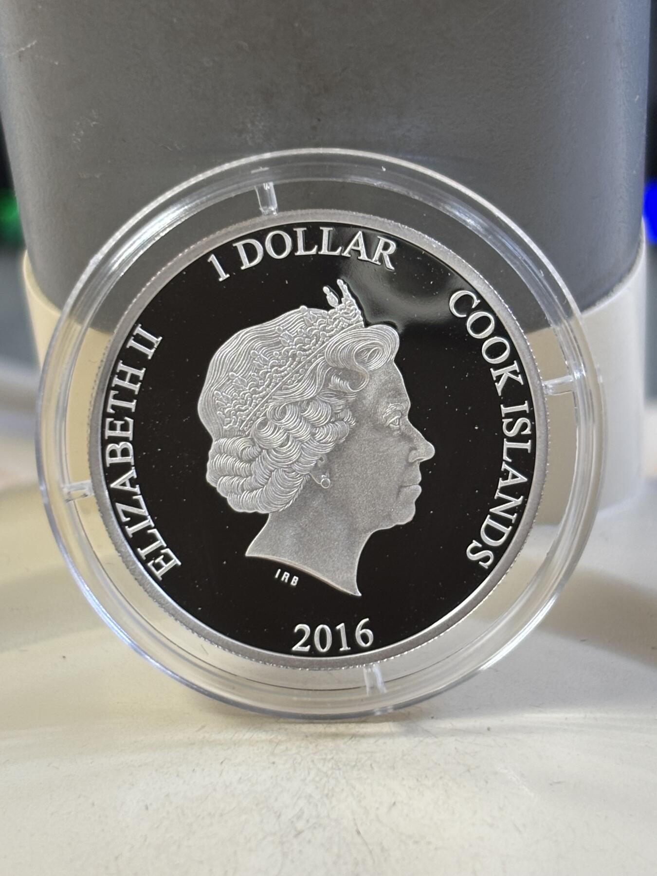 第185期拍卖 库克2016年脱欧彩色纪念银币带证书，999银，3克，发行2016枚