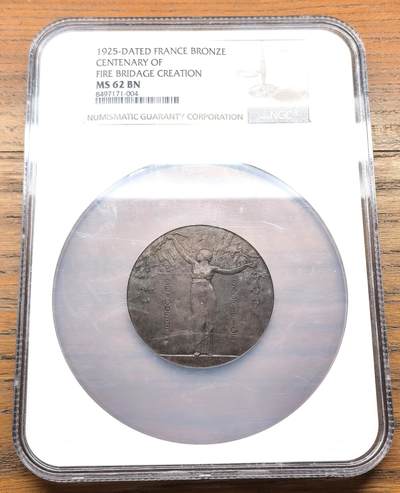 凡希社世界钱币微拍月度大拍（2025/12） - 1925法国消防队成立百年纪念铜章NGC-MS62