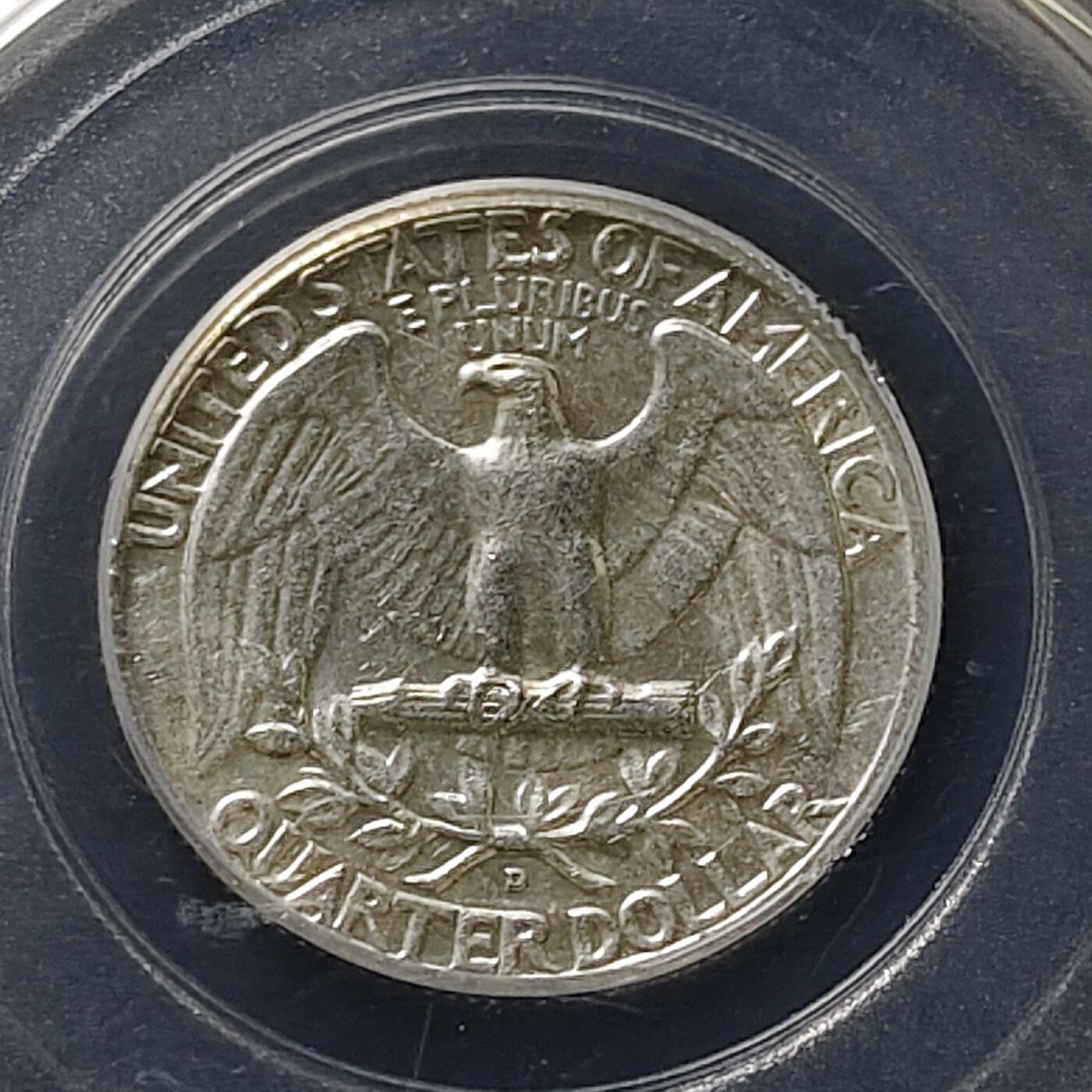 【全场包邮】纯粹捡漏拍486场（免费代拍第23场） 美国1964年华盛顿25分（24.3毫米6.7克）银币-公博MS65