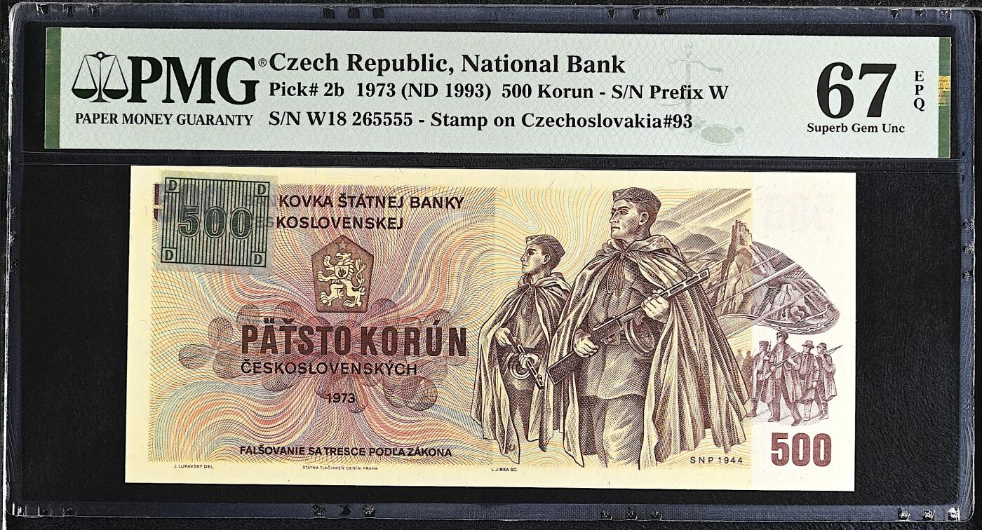 《艾美收藏》第224期-12.14周日外币超白金场 狮子号 捷克500克朗 PMG67E 1993年 无347狮子号