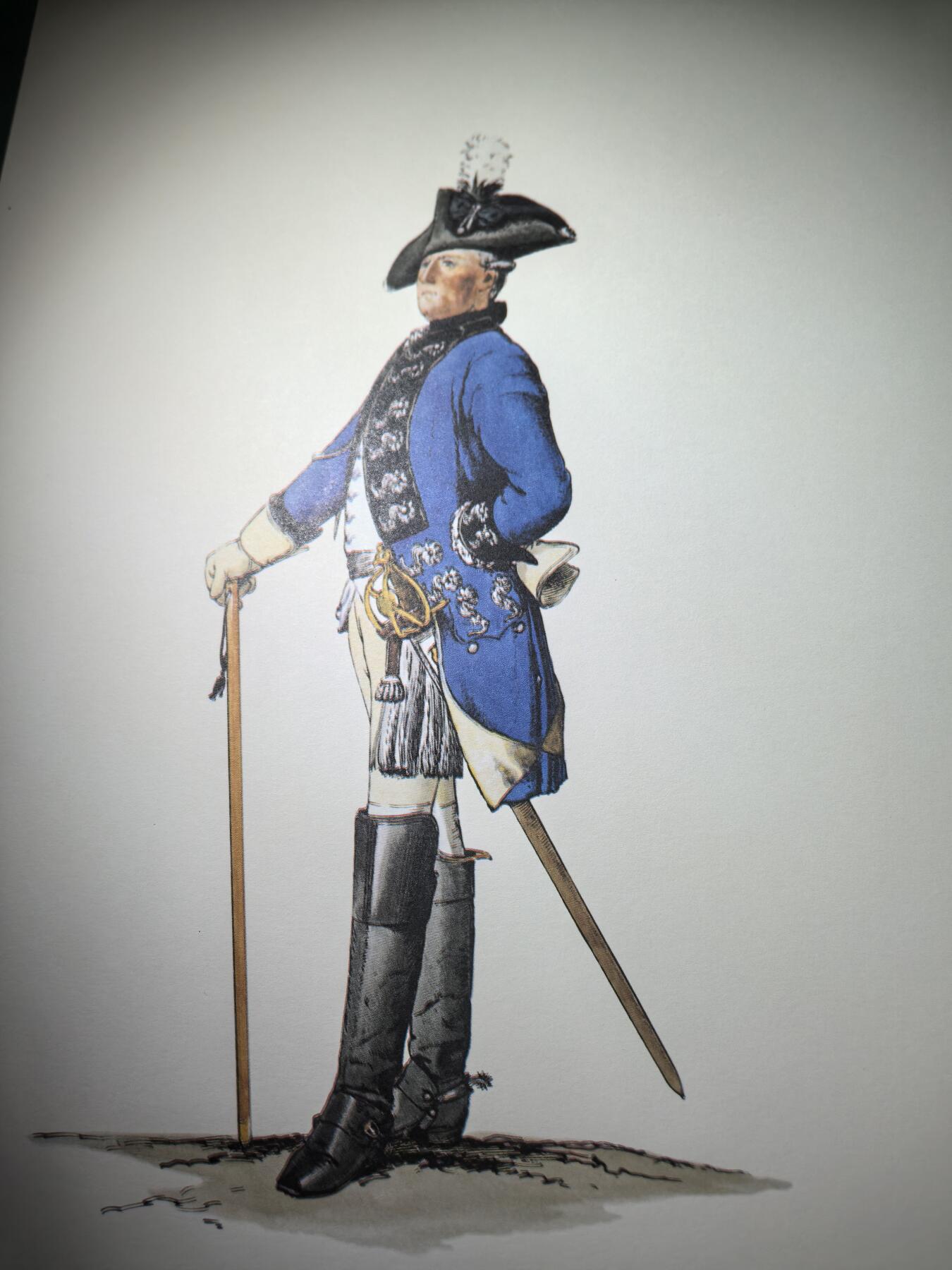 盛世勋华——号角文化勋章邮票专场拍卖第293期 大尺寸手绘图卡 普鲁士王国第12龙骑兵团军官 大A4尺寸 翻印自1851年出版《腓特烈大帝的军队》一书