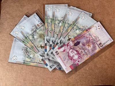 【Blue Auction】世界纸币精拍第762期——18级TOP拍卖/信誉/品质/专业/高效💫 - 【一组10张】巴哈马1/2-3元 女王 全新UNC