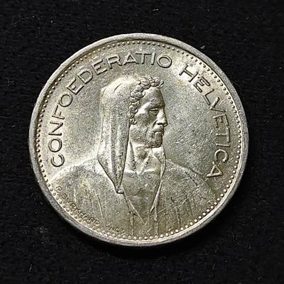【全场包邮】纯粹捡漏拍486场（免费代拍第23场） - 瑞士1954年威廉退尔5法郎（31毫米15克）银币