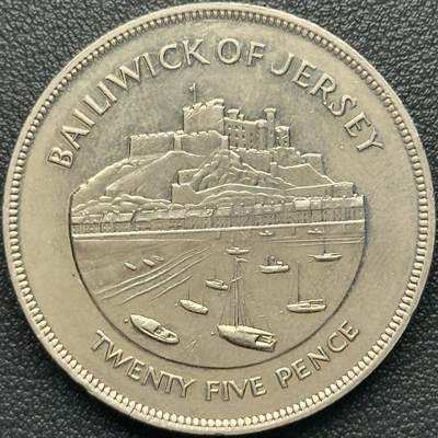 ＜小葵钱铺＞第67期·克朗币·银币场·满200包邮，不寄存·12月15日发货 - 泽西岛1977年女王登基25周年25便士克朗型纪念币