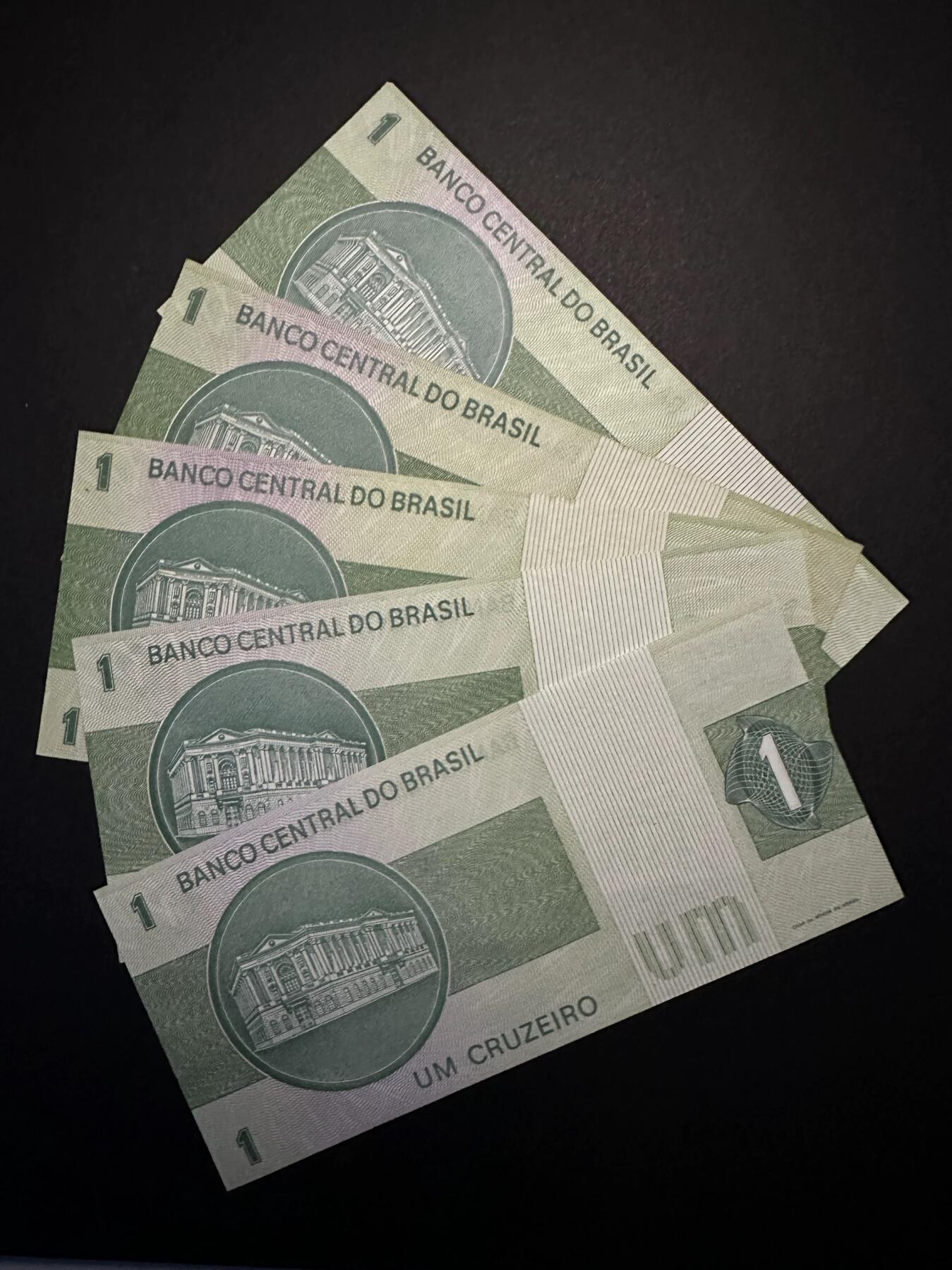 蒂克钱币-第51场 外国平价纸币最后一场 巴西10克鲁塞罗纸币 5枚全新UNC