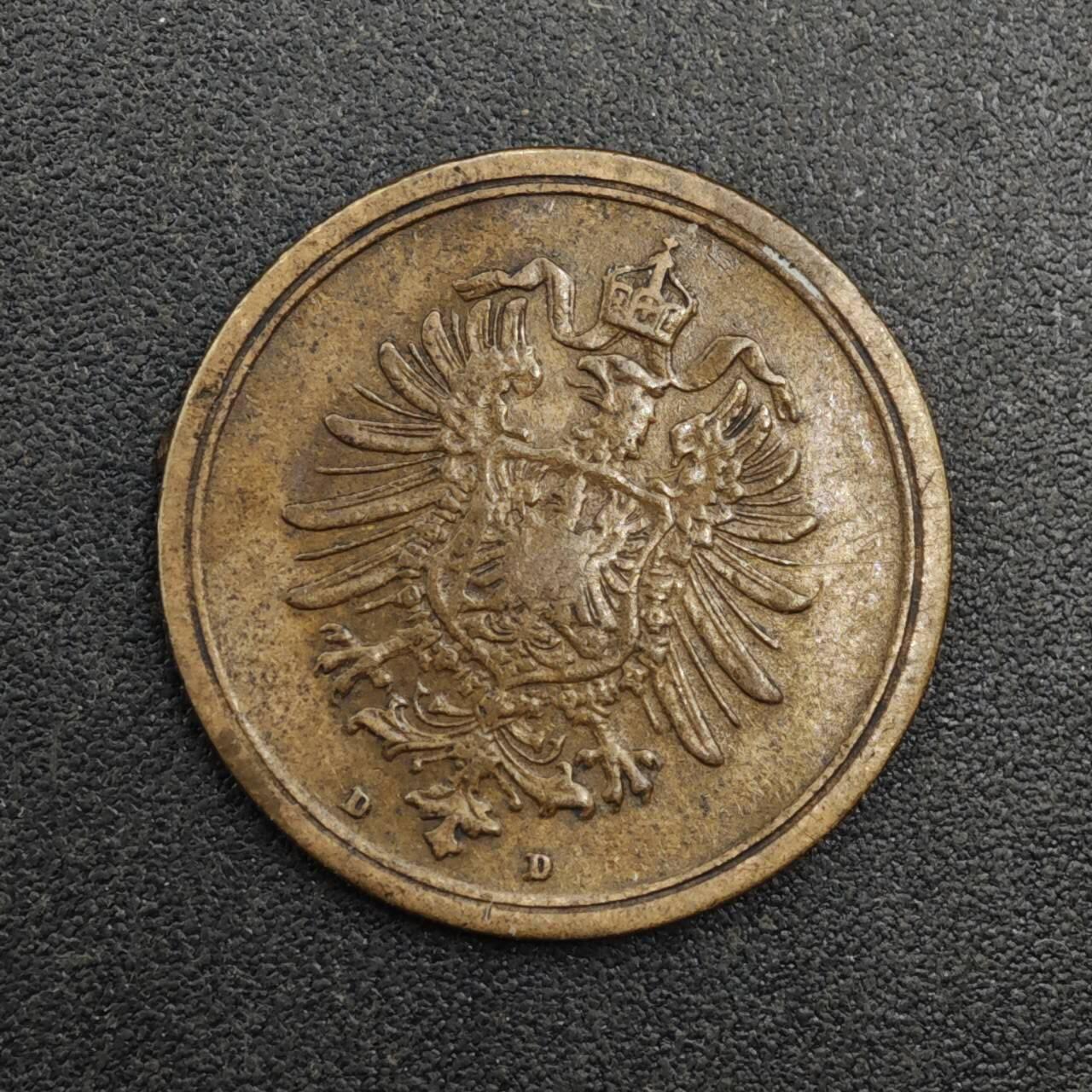 【淘币小摊】实时拍第八百二十六拍   散币场   满百包邮可预留二周 每周一统一发货   德国1875年1芬妮铜币