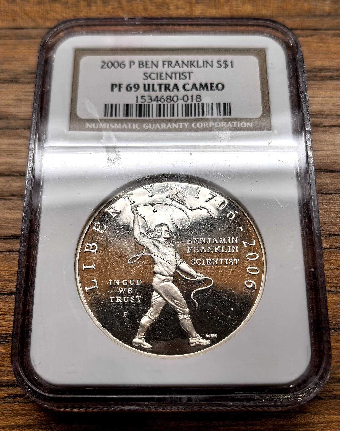 凡希社世界钱币微拍月度大拍（2025/12） 2006美国科学家系列-本·富兰克林Dol纪念大银精铸NGC-PF69UC