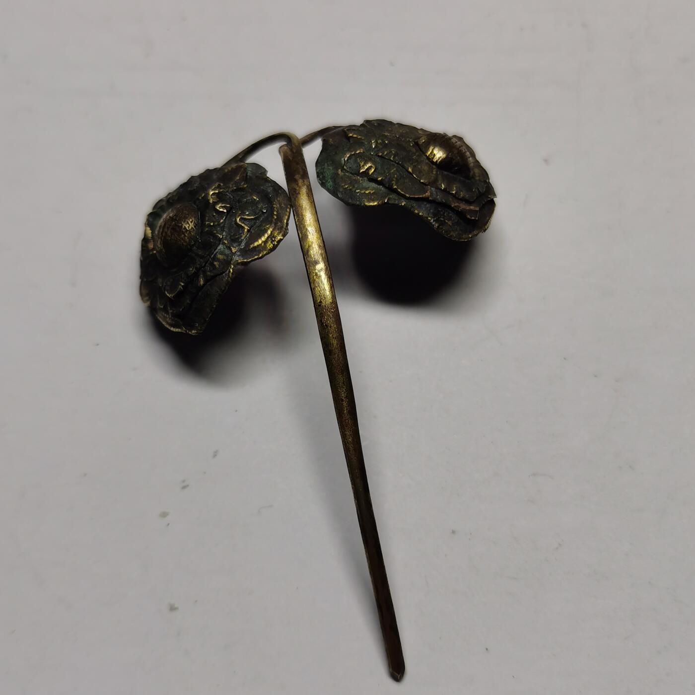 杂件专场88期 清代老银鎏金发簪