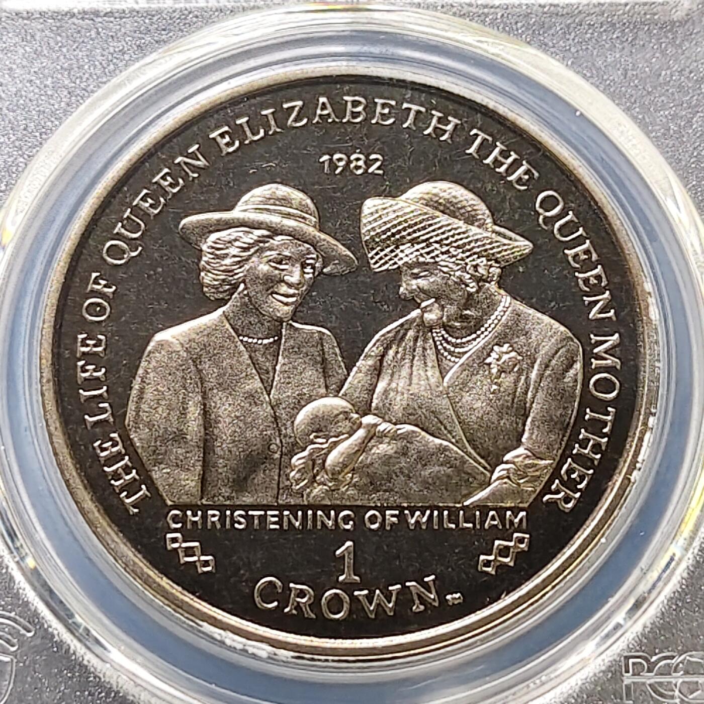 【全场包邮】纯粹捡漏拍487场（免费代拍第24场） 【收藏级·冠军分】直布罗陀2002年1克朗女王母亲伊丽莎白皇太后重要时刻系列威廉的命名仪式克朗型纪念币-PCGS MS67