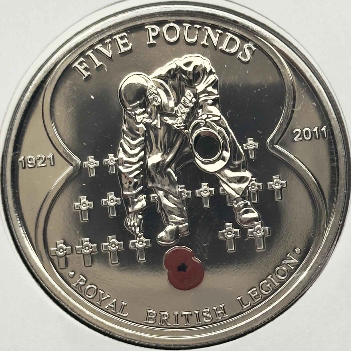 ＜小葵钱铺＞第67期·克朗币·银币场·满200包邮，不寄存·12月15日发货 〈邮币封〉泽西岛2011年皇家退伍军人协会成立90周年·退伍老兵5镑克朗型彩色纪念币