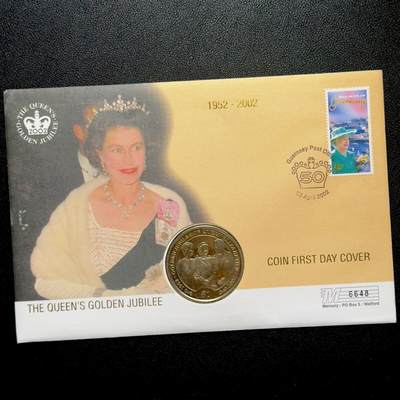 ＜小葵钱铺＞第67期·克朗币·银币场·满200包邮，不寄存·12月15日发货 - 〈邮币封〉维尔京群岛2002年女王金禧纪念·女王和里根1元克朗型纪念币