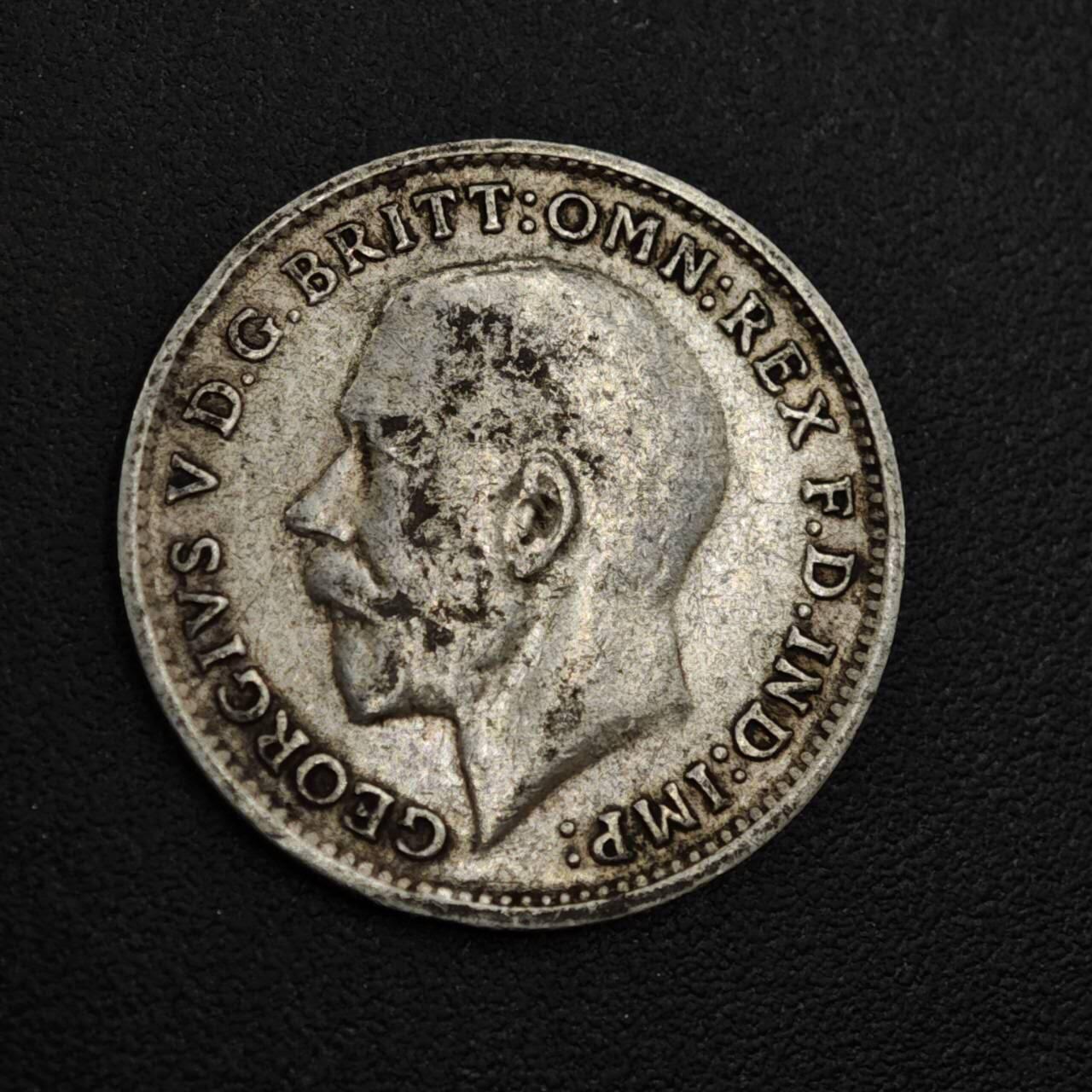 【淘币小摊】实时拍第八百二十六拍   散币场   满百包邮可预留二周 每周一统一发货   英国1919年乔治五世3便士银币