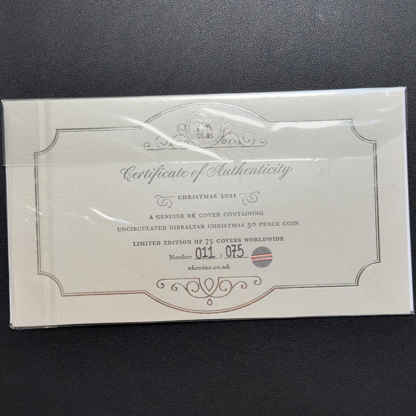 ＜小葵钱铺＞第67期·克朗币·银币场·满200包邮，不寄存·12月15日发货 〈邮币封〉直布罗陀2021圣诞节·巴巴里猕猴和圣诞树50便士纪念币