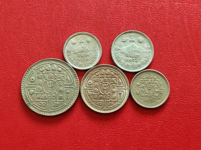 【云涧收藏】第八十三场 - 尼泊尔早期铜镍版5枚