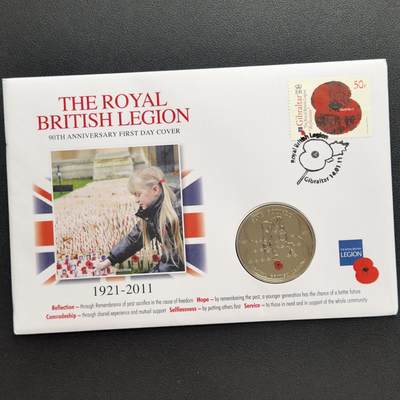 ＜小葵钱铺＞第67期·克朗币·银币场·满200包邮，不寄存·12月15日发货 - 〈邮币封〉泽西岛2011年皇家退伍军人协会成立90周年·退伍老兵5镑克朗型彩色纪念币