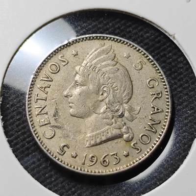 KK钱币收藏小铺 第379期  2月预留时间 周末发货 -  1963多米尼加5分纪念币