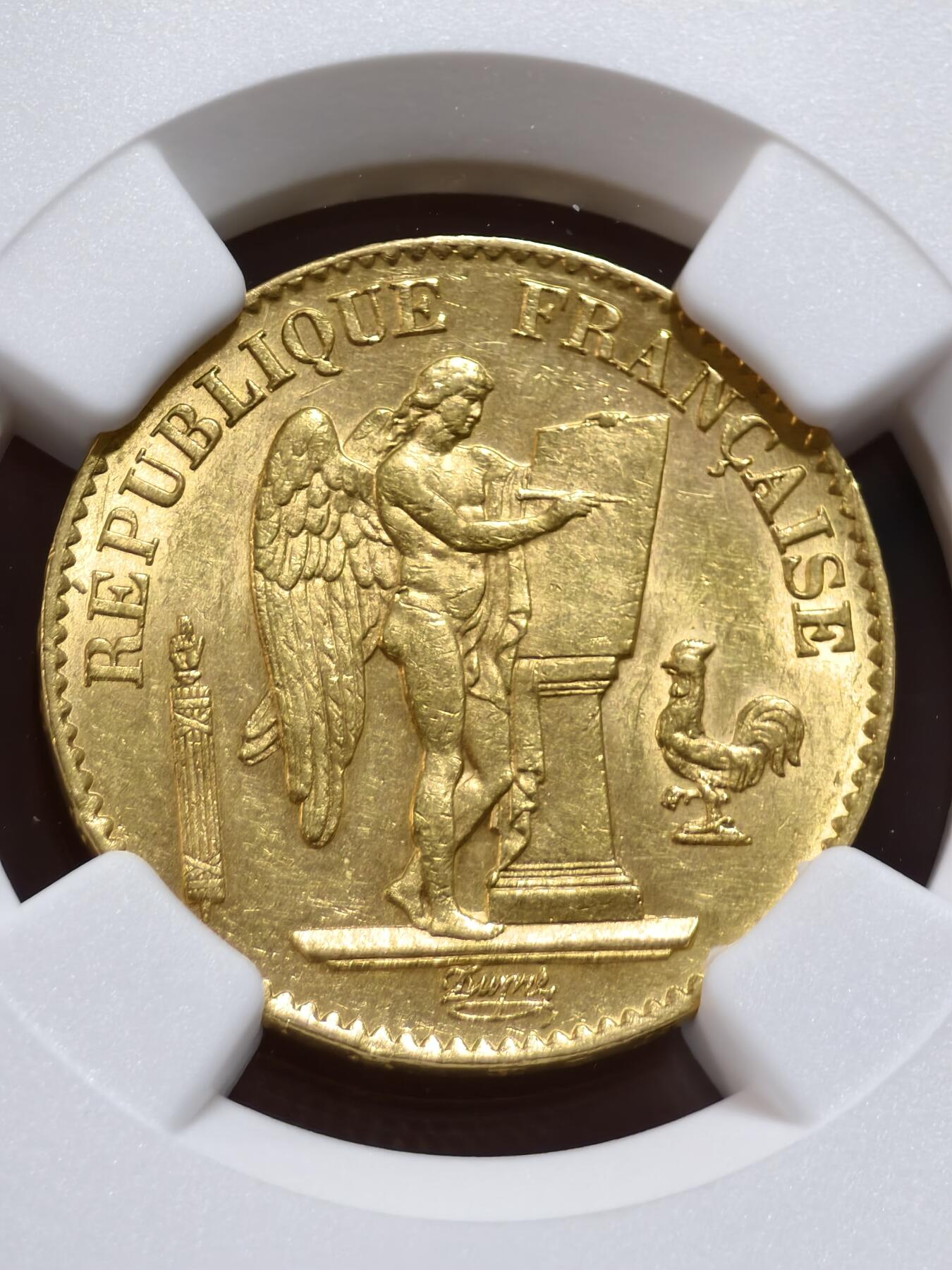 NGC-UNCD法国1874年天使20法郎金币
