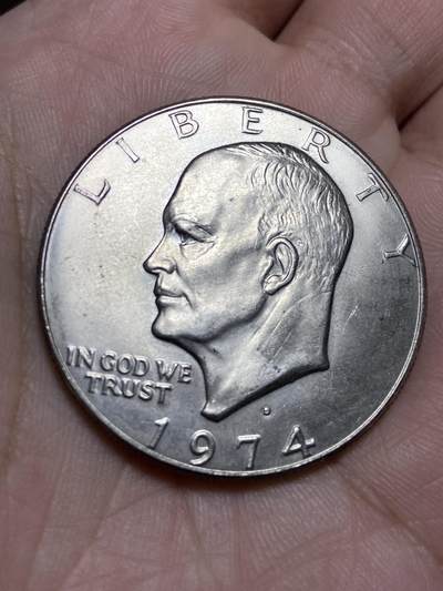 2025年第一百三十六场(总第一百六十二场）外国好品纸夹散币场(免佣金) - 美国🇺🇸1974年1元(艾森豪威尔1元，铜镍包铜材质版，关门年，D标丹佛造)