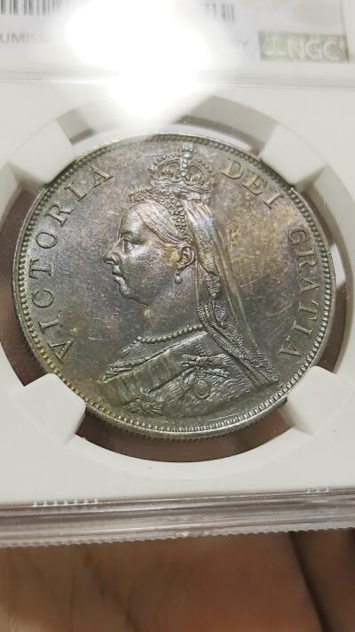 博洋堂世界钱币拍卖第151期（全场包邮） NGC MS61 英国1887年维多利亚高冠版4先令 双弗罗林 银币 五彩好品 低评