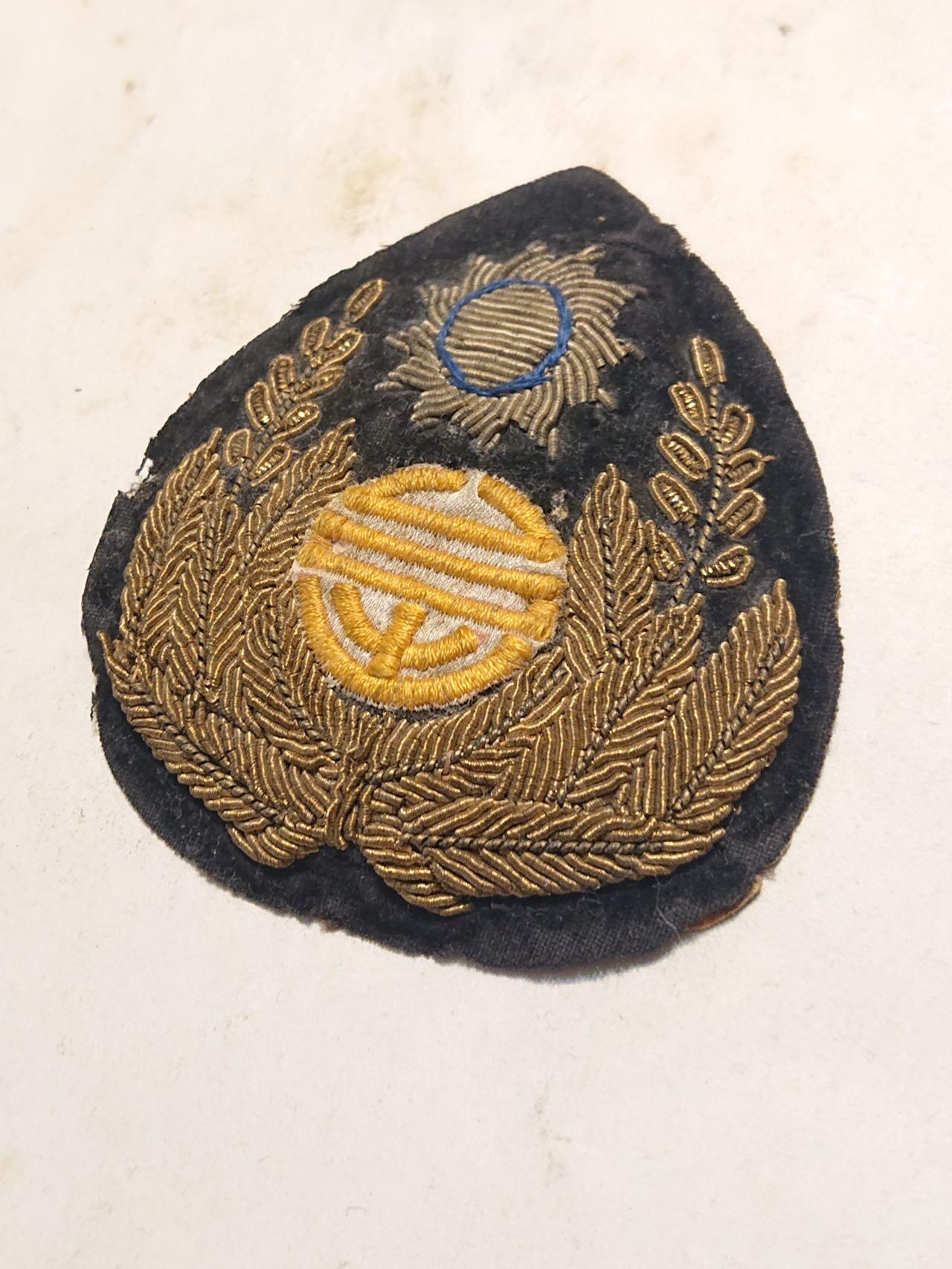 【第叁場】近代勋奖章徽章服饰杂项专场 民国时期轮船招商局金线刺绣帽徽