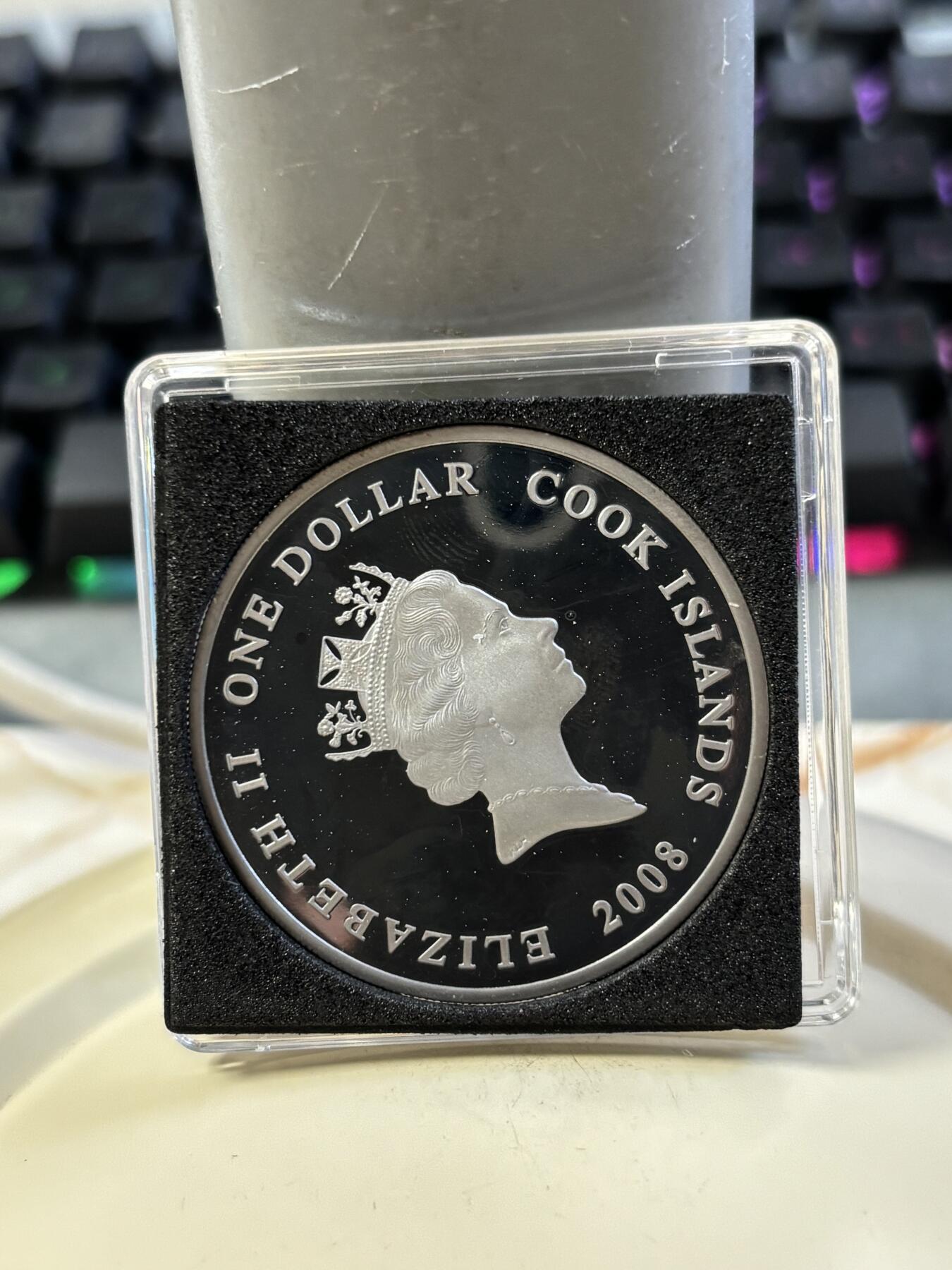 第185期拍卖 库克2008年安东诺夫飞机系列安225钌化1盎司银币，999银，发行250枚