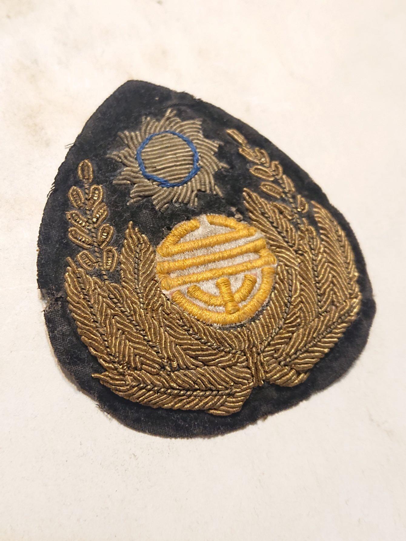 【第叁場】近代勋奖章徽章服饰杂项专场 民国时期轮船招商局金线刺绣帽徽